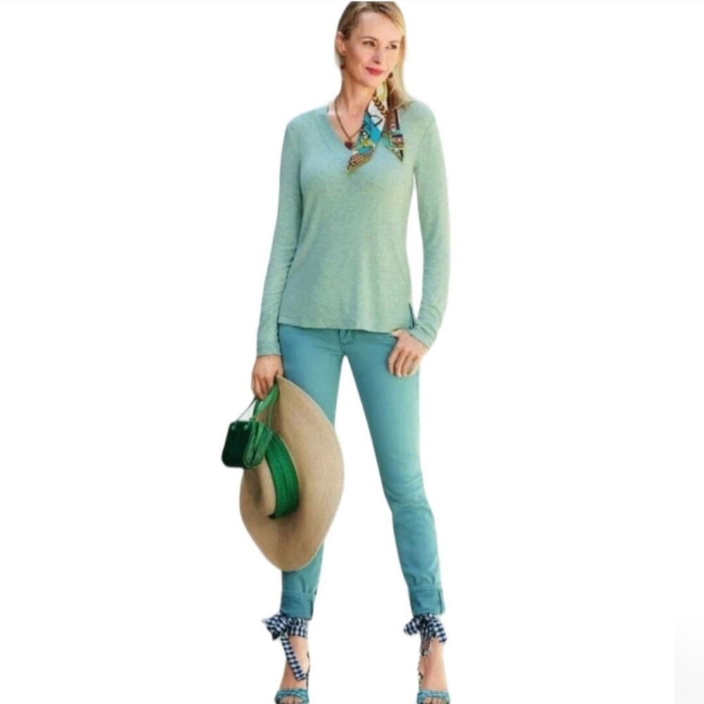 Size 8 Cabi Tidal Blue Curvy Skinny Style 5170 Ankle Jeans